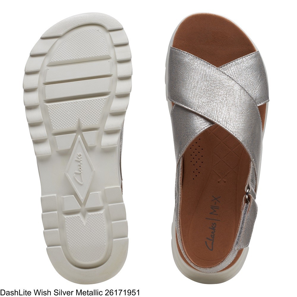 CLARKS</br>Γυναικεία Σανδάλια Ασημί Δέρμα DASHLITE WISH Clarks CLARKS</br>Γυναικεία Σανδάλια Ασημί Δέρμα DASHLITE WISH Clarks