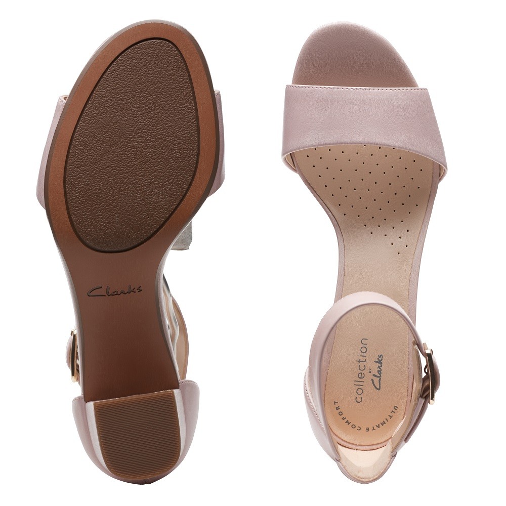 CLARKS</br>Γυναικεία Πέδιλα Nude Δέρμα  DEVA MAE Clarks