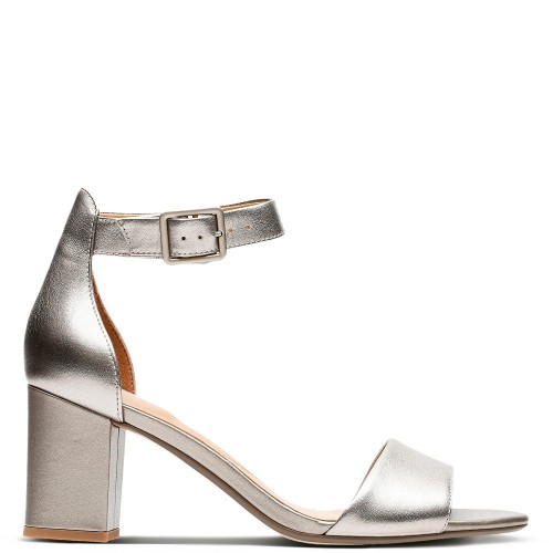 Clarks DEVA MAE Γυναικεία Πέδιλα Ατσάλι Δέρμα