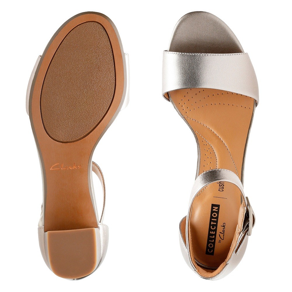 CLARKS</br>Γυναικεία Πέδιλα Ατσάλι Δέρμα DEVA MAE Clarks