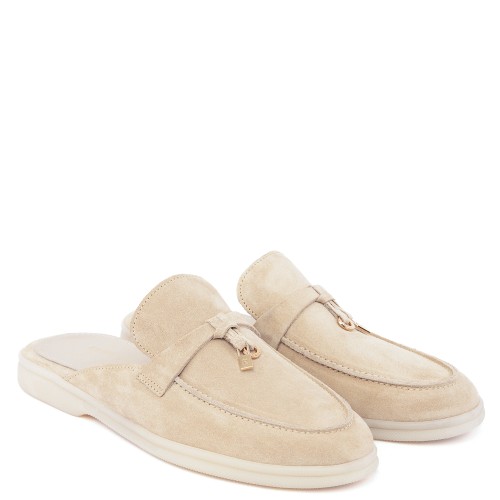 Komis & Komis E501 Γυναικεία Mules Εκρού Suede