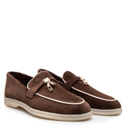Komis & Komis E502 Γυναικεία Loafers Καφέ Suede