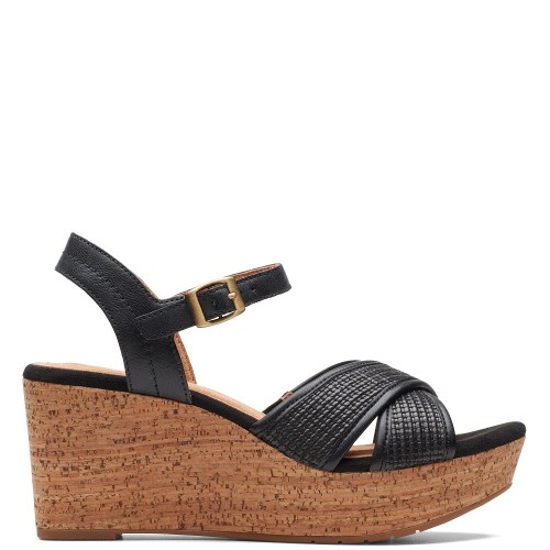 Clarks ELLERI PLUM Γυναικείες Πλατφόρμες Μαύρο Δέρμα