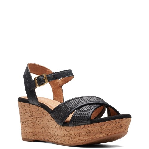 Clarks ELLERI PLUM Γυναικείες Πλατφόρμες Μαύρο Δέρμα