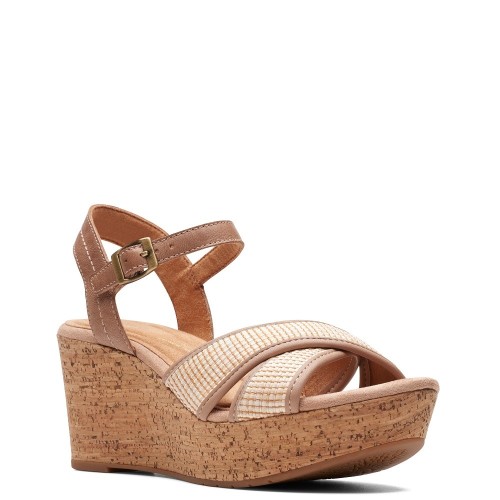 Clarks ELLERI PLUM Γυναικείες Πλατφόρμες Μπεζ Δέρμα