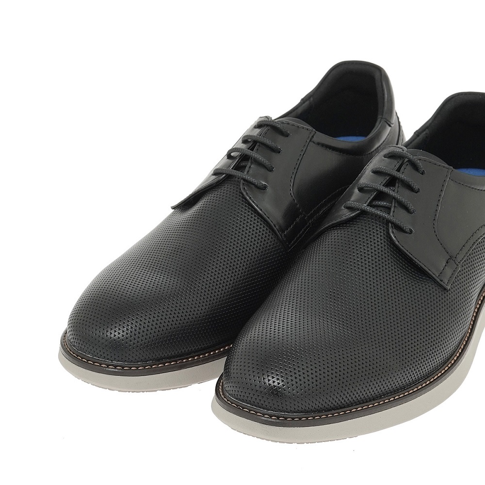 RENATO GARINI</br>Renato Garini FB283-1 Ανδρικά Δετά Παπούτσια Μαύρο Δέρμα Τρυπητό