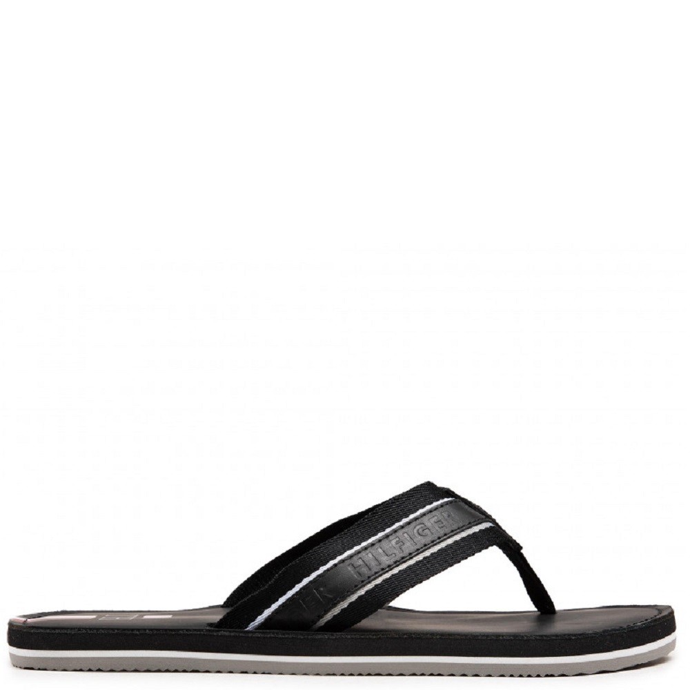 TOMMY HILFIGER</br>Ανδρικές Σαγιονάρες Μαύρο Δέρμα FM0FM03384-BDS Tommy Hilfiger