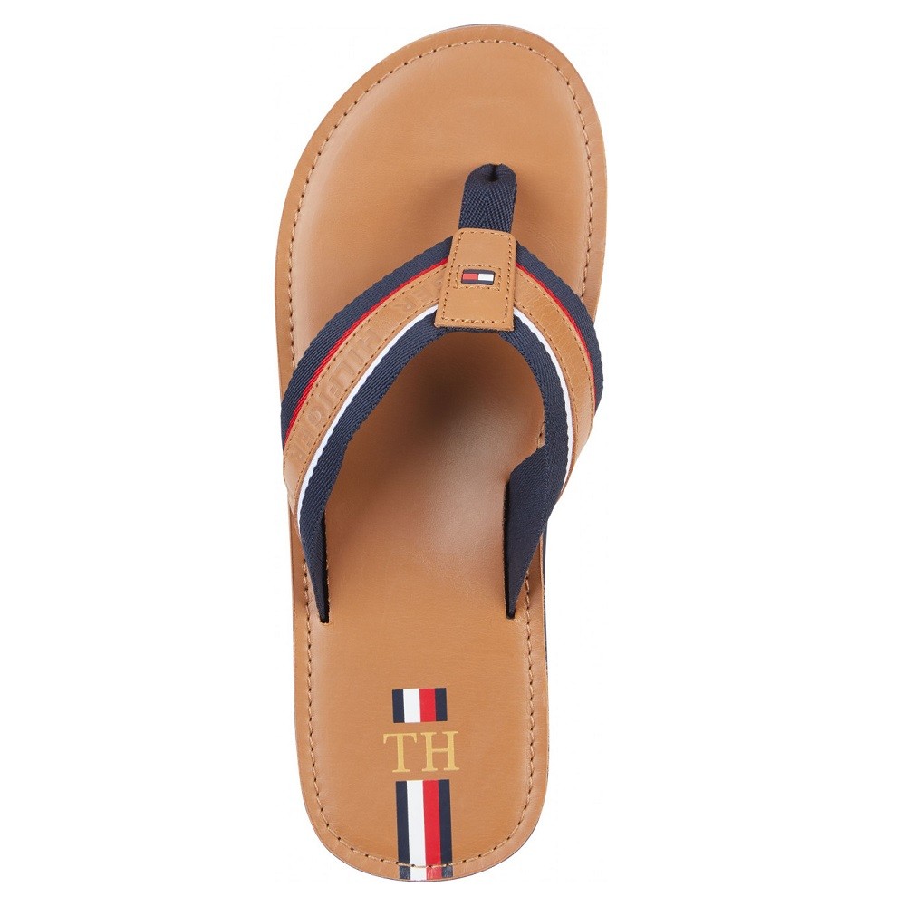 TOMMY HILFIGER</br>Ανδρικές Σαγιονάρες Ταμπά Δέρμα FM0FM03384-GTU Tommy Hilfiger