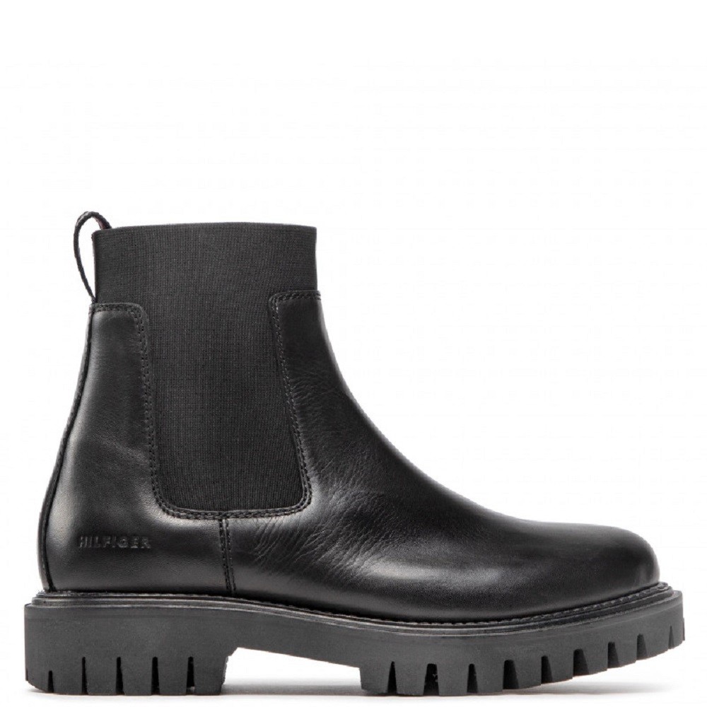 TOMMY HILFIGER</br>Ανδρικά Μποτάκια Μαύρο Δέρμα Chelsea FM0FM04186-BDS Tommy Hilfiger