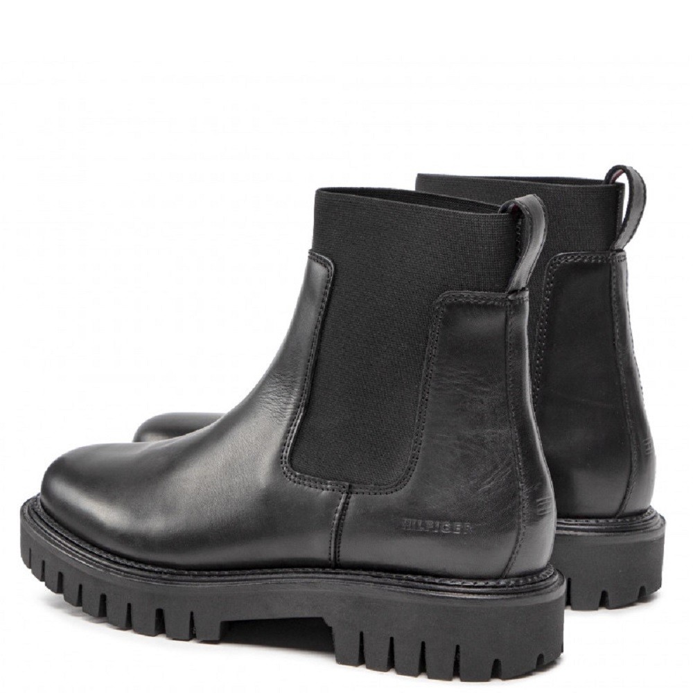 TOMMY HILFIGER</br>Ανδρικά Μποτάκια Μαύρο Δέρμα Chelsea FM0FM04186-BDS Tommy Hilfiger
