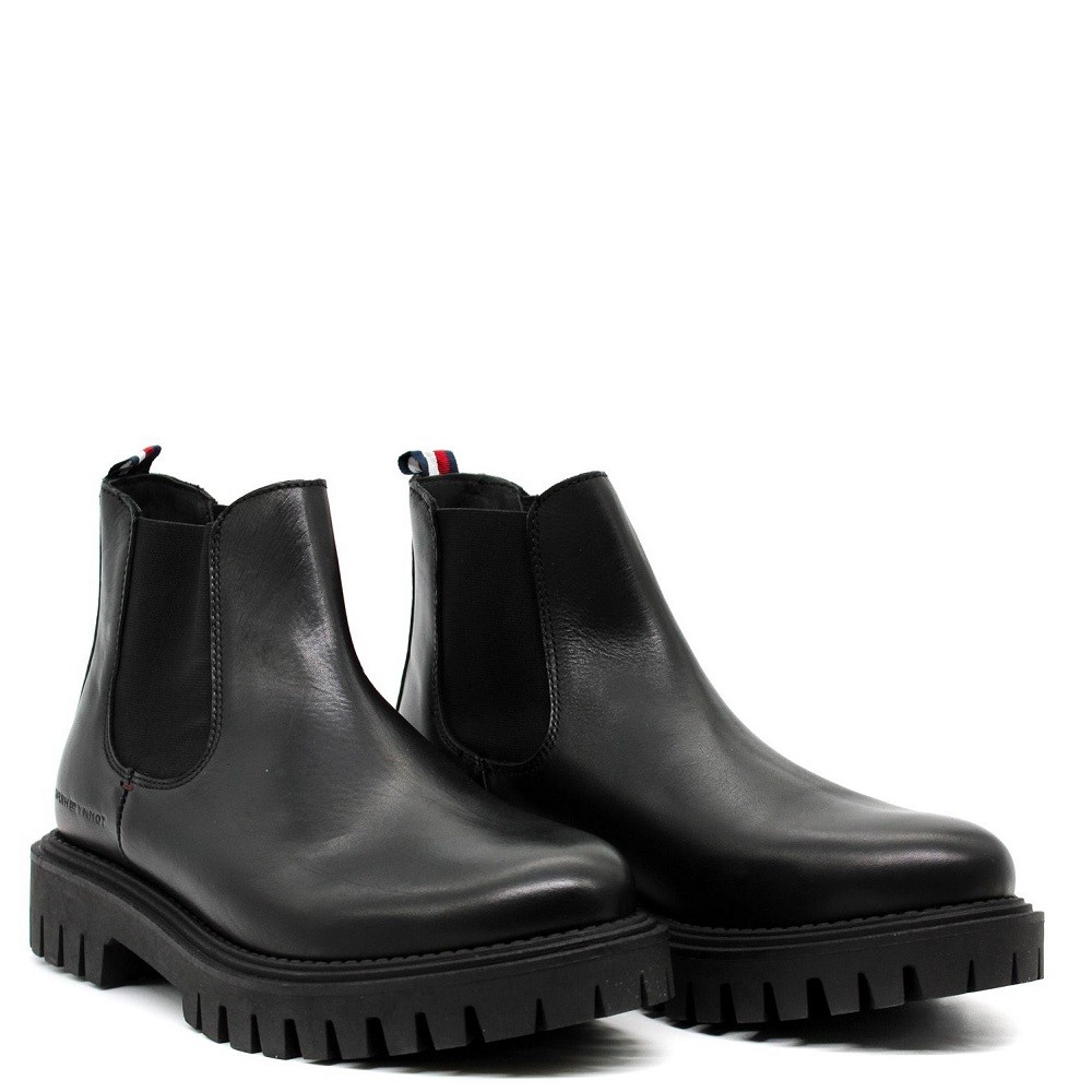 TOMMY HILFIGER</br>Ανδρικά Μποτάκια Μαύρο Δέρμα Chelsea FM0FM04755-BDS Tommy Hilfiger TOMMY HILFIGER</br>Ανδρικά Μποτάκια Μαύρο Δέρμα Chelsea FM0FM04755-BDS Tommy Hilfiger