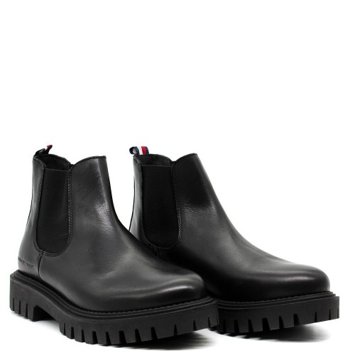 Ανδρικά Μποτάκια Μαύρο Δέρμα Chelsea FM0FM04755-BDS Tommy Hilfiger