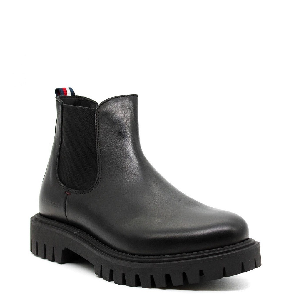 TOMMY HILFIGER</br>Ανδρικά Μποτάκια Μαύρο Δέρμα Chelsea FM0FM04755-BDS Tommy Hilfiger TOMMY HILFIGER</br>Ανδρικά Μποτάκια Μαύρο Δέρμα Chelsea FM0FM04755-BDS Tommy Hilfiger