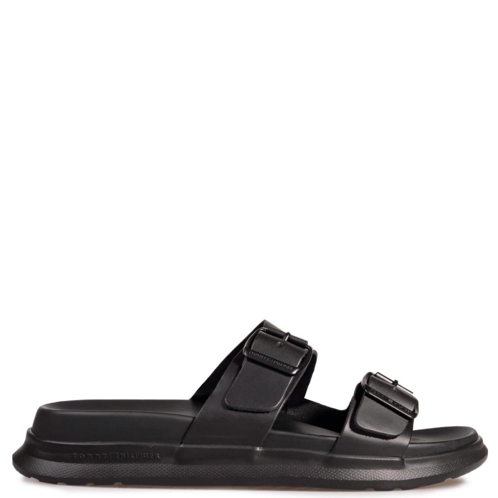 TOMMY HILFIGER</br>Ανδρικές Παντόφλες Μαύρο Δέρμα FM0FM05005-BDS Tommy Hilfiger TOMMY HILFIGER</br>Ανδρικές Παντόφλες Μαύρο Δέρμα FM0FM05005-BDS Tommy Hilfiger