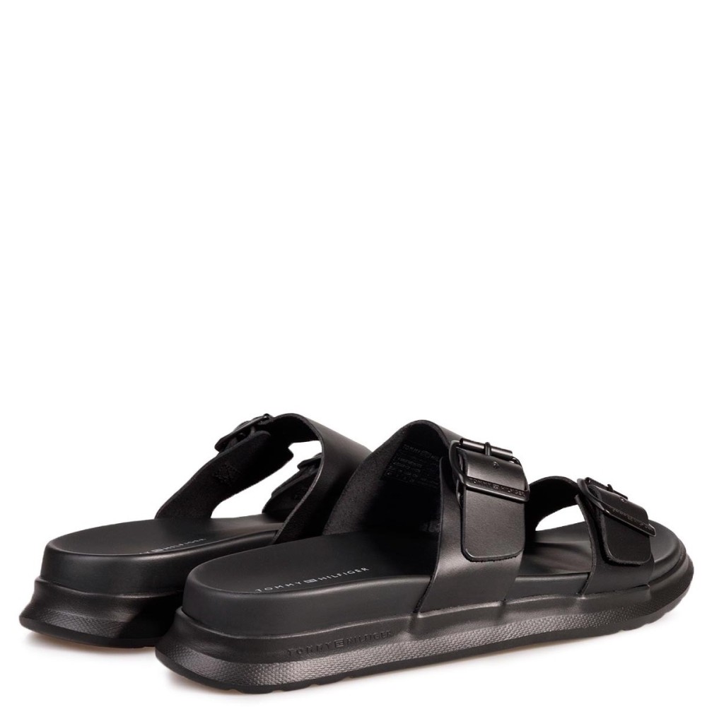 TOMMY HILFIGER</br>Ανδρικές Παντόφλες Μαύρο Δέρμα FM0FM05005-BDS Tommy Hilfiger TOMMY HILFIGER</br>Ανδρικές Παντόφλες Μαύρο Δέρμα FM0FM05005-BDS Tommy Hilfiger