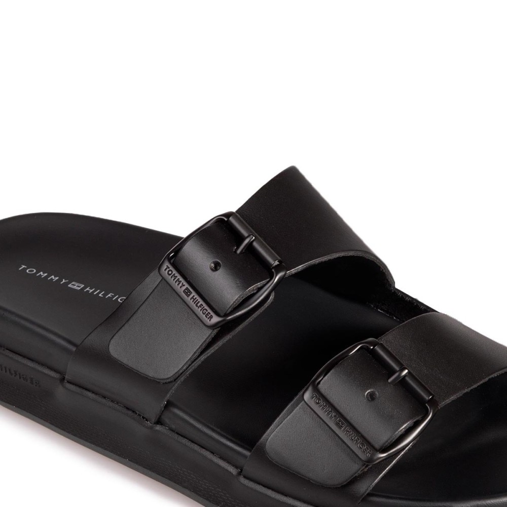 TOMMY HILFIGER</br>Ανδρικές Παντόφλες Μαύρο Δέρμα FM0FM05005-BDS Tommy Hilfiger TOMMY HILFIGER</br>Ανδρικές Παντόφλες Μαύρο Δέρμα FM0FM05005-BDS Tommy Hilfiger