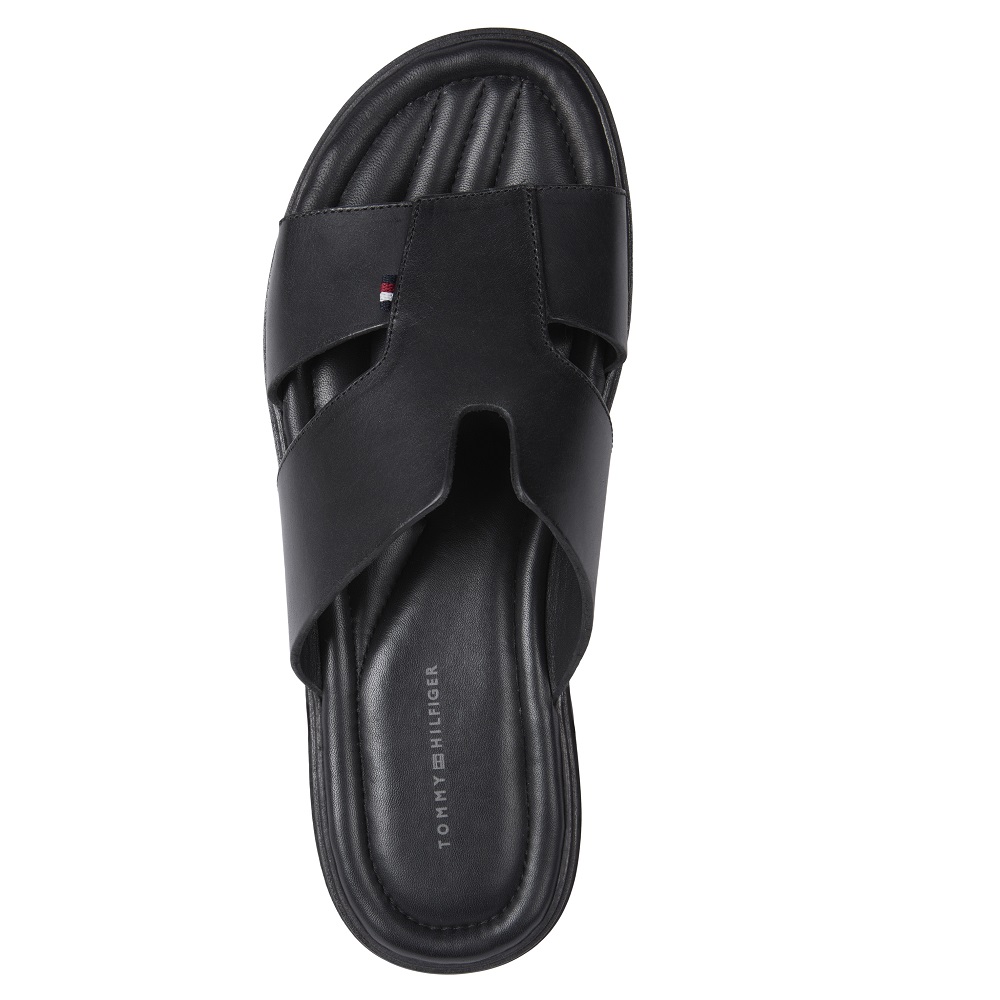 TOMMY HILFIGER</br>Ανδρικές Παντόφλες Μαύρο Δέρμα FM0FM05357-BDS Tommy Hilfiger TOMMY HILFIGER</br>Ανδρικές Παντόφλες Μαύρο Δέρμα FM0FM05357-BDS Tommy Hilfiger