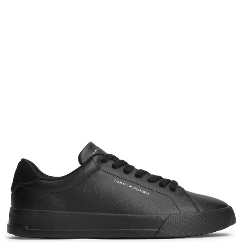 Tommy Hilfiger Court Core Leather Detail Essential FM0FM05367-0GJ Ανδρικά Sneakers Μαύρο/Μαύρο Δέρμα