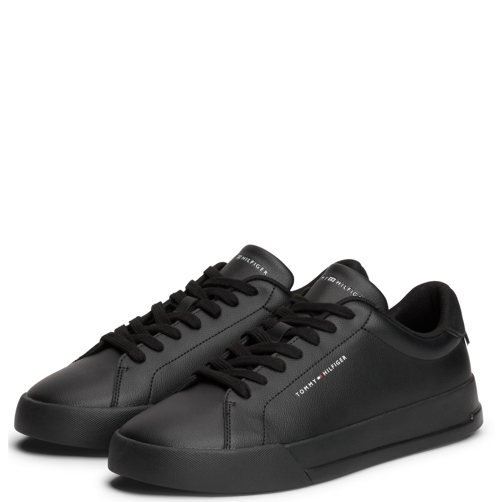 TOMMY HILFIGER</br>Tommy Hilfiger Court Core Leather Detail Essential FM0FM05367-0GJ Ανδρικά Sneakers Μαύρο/Μαύρο Δέρμα