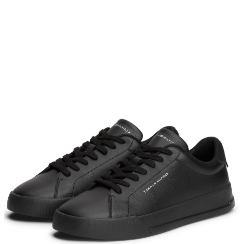Tommy Hilfiger Court Core Leather Detail Essential FM0FM05367-0GJ Ανδρικά Sneakers Μαύρο/Μαύρο Δέρμα Tommy Hilfiger Court Core Leather Detail Essential FM0FM05367-0GJ Ανδρικά Sneakers Μαύρο/Μαύρο Δέρμα