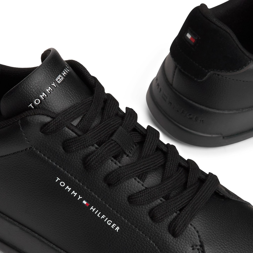 TOMMY HILFIGER</br>Tommy Hilfiger Court Core Leather Detail Essential FM0FM05367-0GJ Ανδρικά Sneakers Μαύρο/Μαύρο Δέρμα