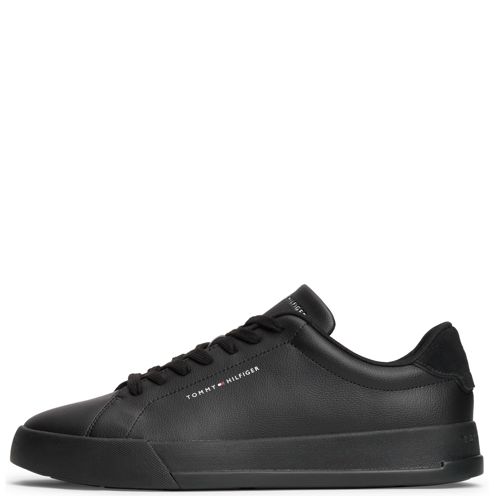 TOMMY HILFIGER</br>Tommy Hilfiger Court Core Leather Detail Essential FM0FM05367-0GJ Ανδρικά Sneakers Μαύρο/Μαύρο Δέρμα