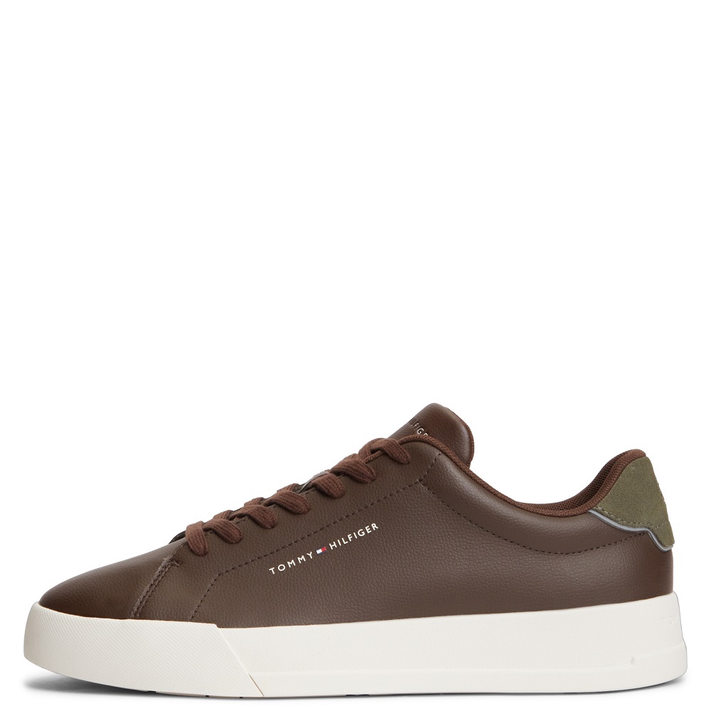 TOMMY HILFIGER</br>Tommy Hilfiger Court Core Leather Detail Essential FM0FM05367-0HH Ανδρικά Sneakers Καφέ Δέρμα TOMMY HILFIGER</br>Tommy Hilfiger Court Core Leather Detail Essential FM0FM05367-0HH Ανδρικά Sneakers Καφέ Δέρμα