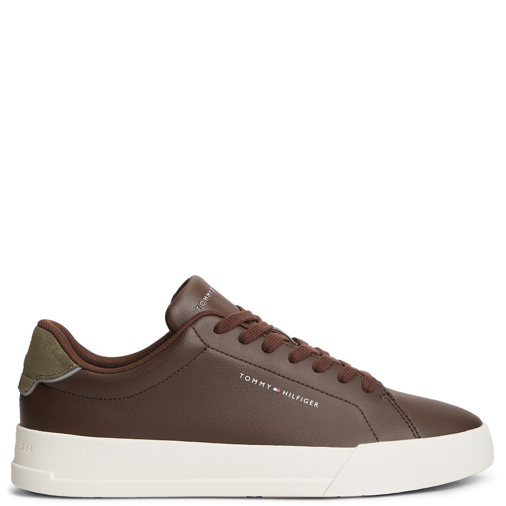 TOMMY HILFIGER</br>Tommy Hilfiger Court Core Leather Detail Essential FM0FM05367-0HH Ανδρικά Sneakers Καφέ Δέρμα TOMMY HILFIGER</br>Tommy Hilfiger Court Core Leather Detail Essential FM0FM05367-0HH Ανδρικά Sneakers Καφέ Δέρμα