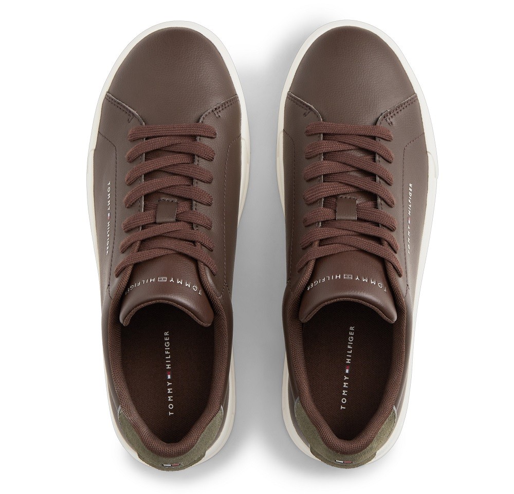 TOMMY HILFIGER</br>Tommy Hilfiger Court Core Leather Detail Essential FM0FM05367-0HH Ανδρικά Sneakers Καφέ Δέρμα TOMMY HILFIGER</br>Tommy Hilfiger Court Core Leather Detail Essential FM0FM05367-0HH Ανδρικά Sneakers Καφέ Δέρμα