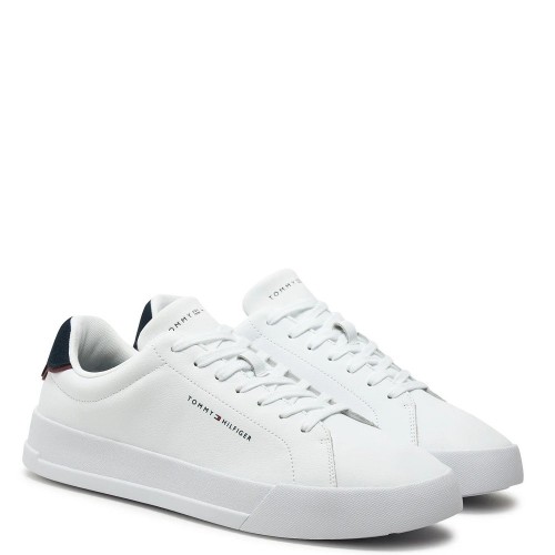 Tommy Hilfiger Court Leather Detail Essential FM0FM05367-0LD Ανδρικά Sneakers Λευκό/Μπλε Δέρμα Tommy Hilfiger Court Leather Detail Essential FM0FM05367-0LD Ανδρικά Sneakers Λευκό/Μπλε Δέρμα