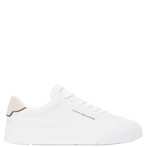 Tommy Hilfiger Court Leather Detail Essential FM0FM05367-0LE Ανδρικά Sneakers Εκρού/Μπεζ Δέρμα