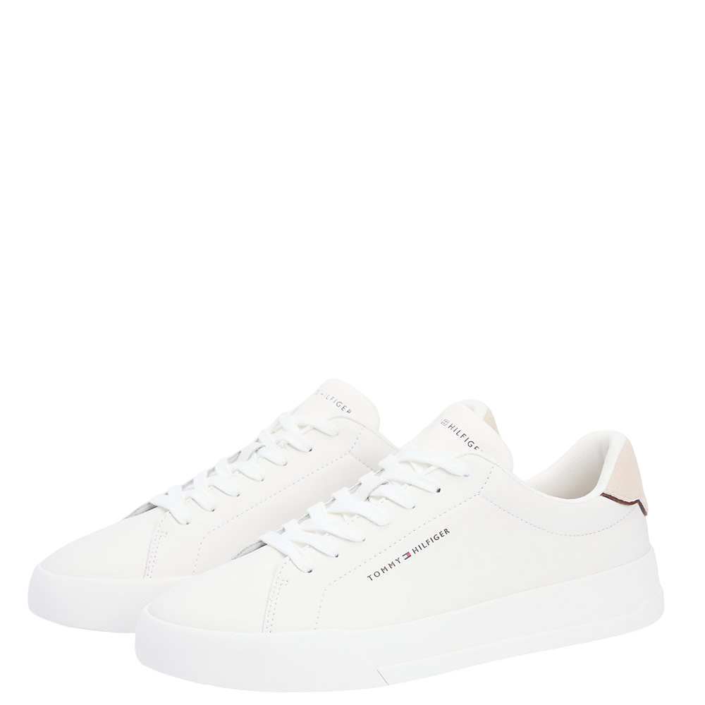 TOMMY HILFIGER</br>Tommy Hilfiger Court Leather Detail Essential FM0FM05367-0LE Ανδρικά Sneakers Εκρού/Μπεζ Δέρμα