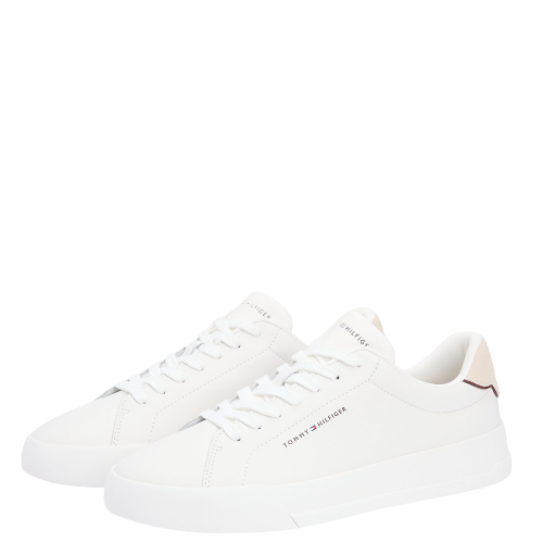 Tommy Hilfiger Court Leather Detail Essential FM0FM05367-0LE Ανδρικά Sneakers Εκρού/Μπεζ Δέρμα