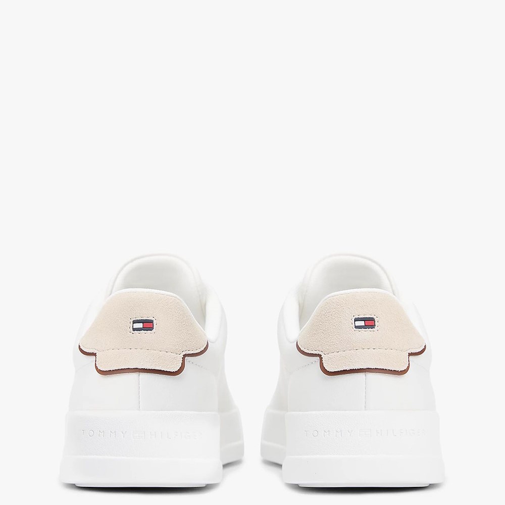TOMMY HILFIGER</br>Tommy Hilfiger Court Leather Detail Essential FM0FM05367-0LE Ανδρικά Sneakers Εκρού/Μπεζ Δέρμα