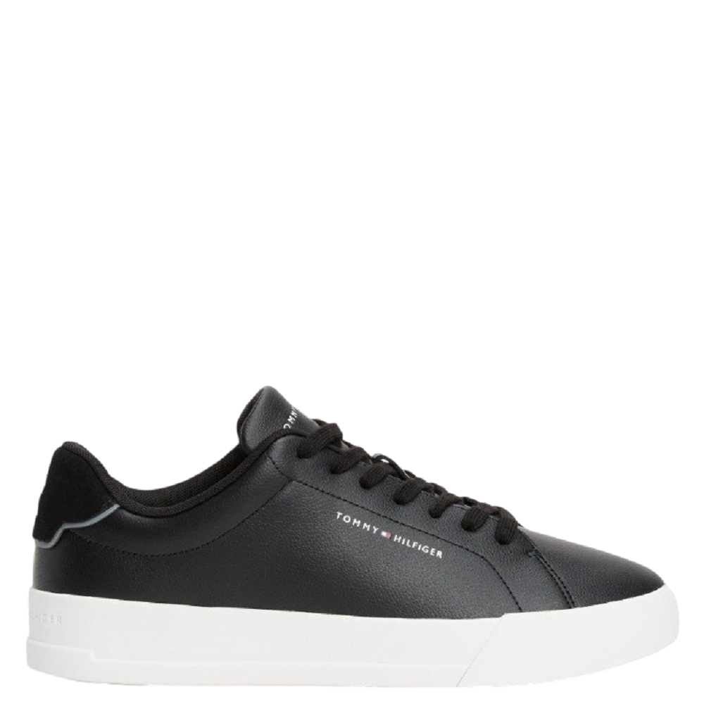 TOMMY HILFIGER</br>Tommy Hilfiger Court Leather Detail Essential FM0FM05367-BDS Ανδρικά Sneakers Μαύρο Δέρμα TOMMY HILFIGER</br>Tommy Hilfiger Court Leather Detail Essential FM0FM05367-BDS Ανδρικά Sneakers Μαύρο Δέρμα