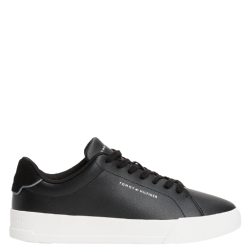 TOMMY HILFIGER</br>Tommy Hilfiger Court Leather Detail Essential FM0FM05367-BDS Ανδρικά Sneakers Μαύρο Δέρμα