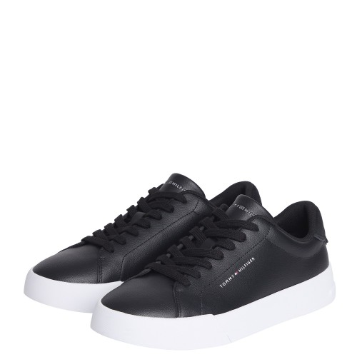 Tommy Hilfiger Court Leather Detail Essential FM0FM05367-BDS Ανδρικά Sneakers Μαύρο Δέρμα Tommy Hilfiger Court Leather Detail Essential FM0FM05367-BDS Ανδρικά Sneakers Μαύρο Δέρμα