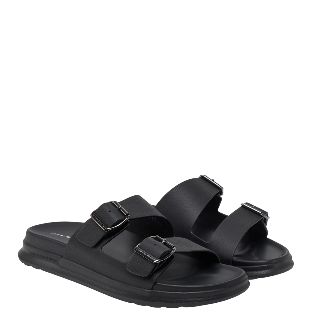TOMMY HILFIGER</br>Ανδρικές Παντόφλες Μαύρο Δέρμα FM0FM05414-BDS Tommy Hilfiger TOMMY HILFIGER</br>Ανδρικές Παντόφλες Μαύρο Δέρμα FM0FM05414-BDS Tommy Hilfiger