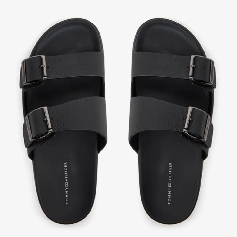 TOMMY HILFIGER</br>Ανδρικές Παντόφλες Μαύρο Δέρμα FM0FM05414-BDS Tommy Hilfiger TOMMY HILFIGER</br>Ανδρικές Παντόφλες Μαύρο Δέρμα FM0FM05414-BDS Tommy Hilfiger