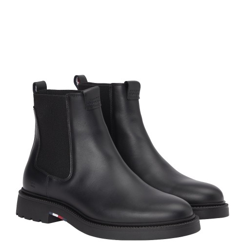 Tommy Hilfiger Comfort Lightweight Leather Chelsea FM0FM05591-BDS Ανδρικά Μποτάκια Chelsea Μαύρο Δέρμα  Tommy Hilfiger Comfort Lightweight Leather Chelsea FM0FM05591-BDS Ανδρικά Μποτάκια Chelsea Μαύρο Δέρμα