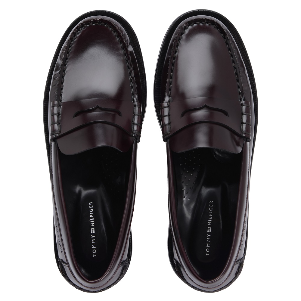 TOMMY HILFIGER</br>Tommy Hilfiger Classic High Hilfiger Abra Loafers FM0FM05624-XUT Ανδρικά Μοκασίνια Μπορντώ Δέρμα