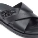 TOMMY HILFIGER</br>Tommy Hilfiger Flag Hardware Leather Sandal FM0FM05753-BDS Ανδρικές Παντόφλες Μαύρο Δέρμα