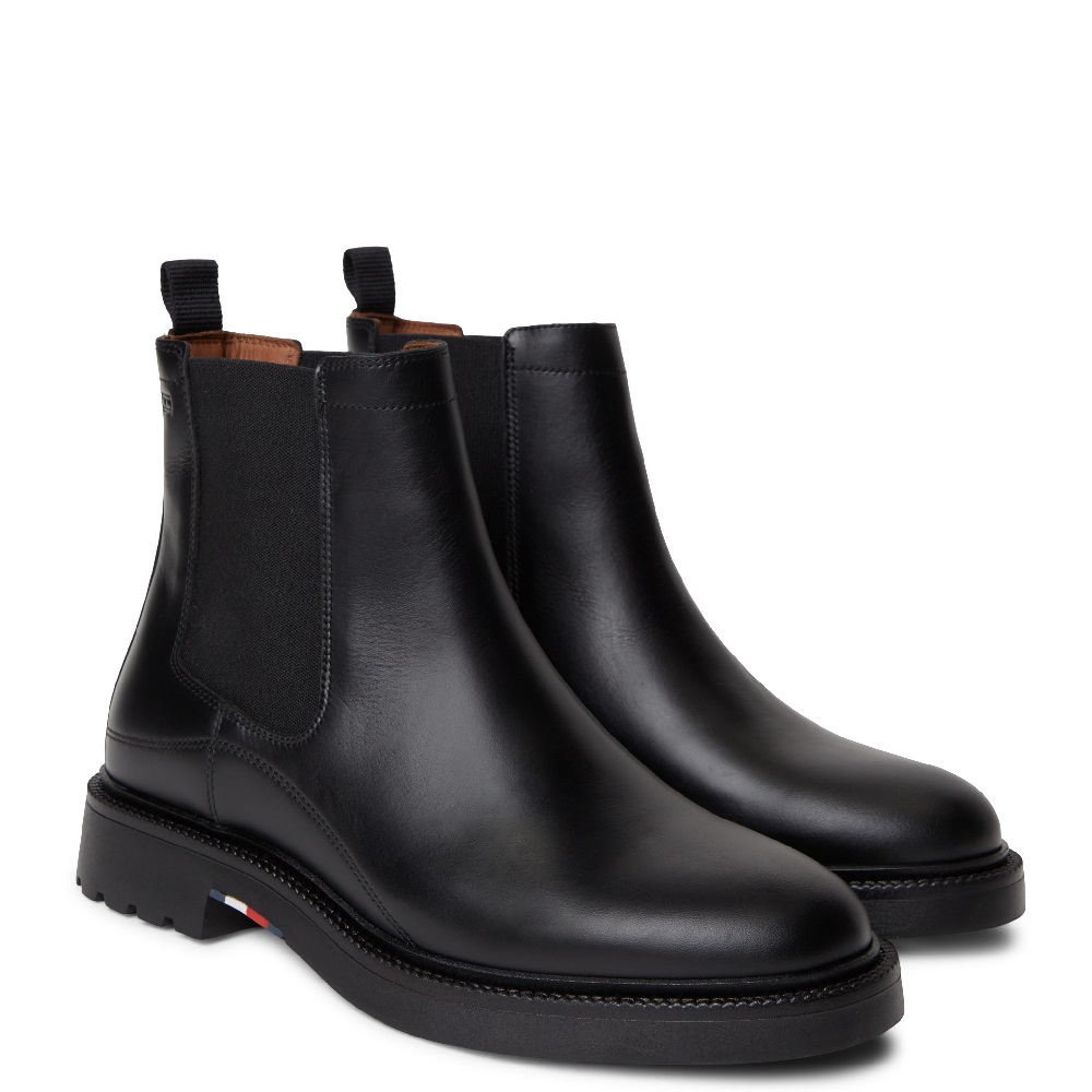 TOMMY HILFIGER</br>Tommy Hilfiger Corporate Casual Leather Chelsea FM0FM05966-BDS Ανδρικά Μποτάκια Chelsea Μαύρο Δέρμα