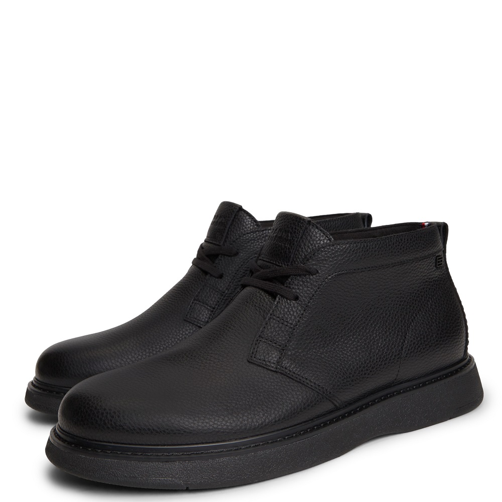 TOMMY HILFIGER</br>Tommy Hilfiger Comfort Leather Chukka FM0FM06075-BDS Ανδρικά Μποτάκια Μαύρο Δέρμα TOMMY HILFIGER</br>Tommy Hilfiger Comfort Leather Chukka FM0FM06075-BDS Ανδρικά Μποτάκια Μαύρο Δέρμα