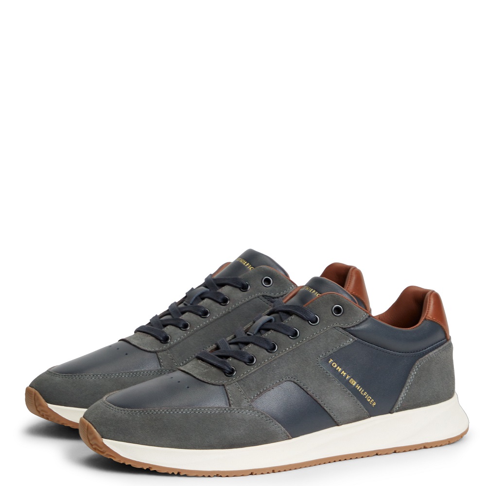 TOMMY HILFIGER</br>Tommy Hilfiger Elevated Mix Runner FM0FM06084-DW5 Ανδρικά Sneakers Μπλε Δέρμα TOMMY HILFIGER</br>Tommy Hilfiger Elevated Mix Runner FM0FM06084-DW5 Ανδρικά Sneakers Μπλε Δέρμα