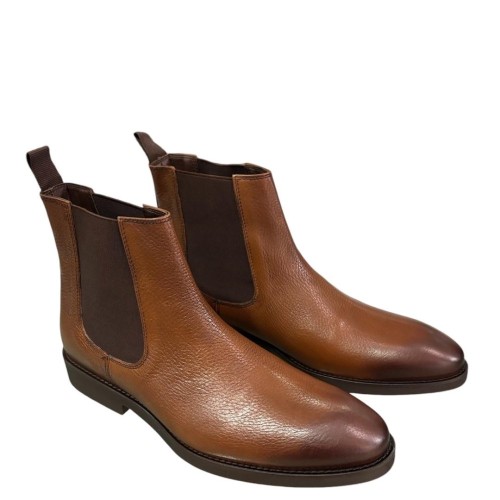 Ανδρικά Μποτάκια Κονιάκ Δέρμα Σταμπωτό FOX DOL Kalogirou