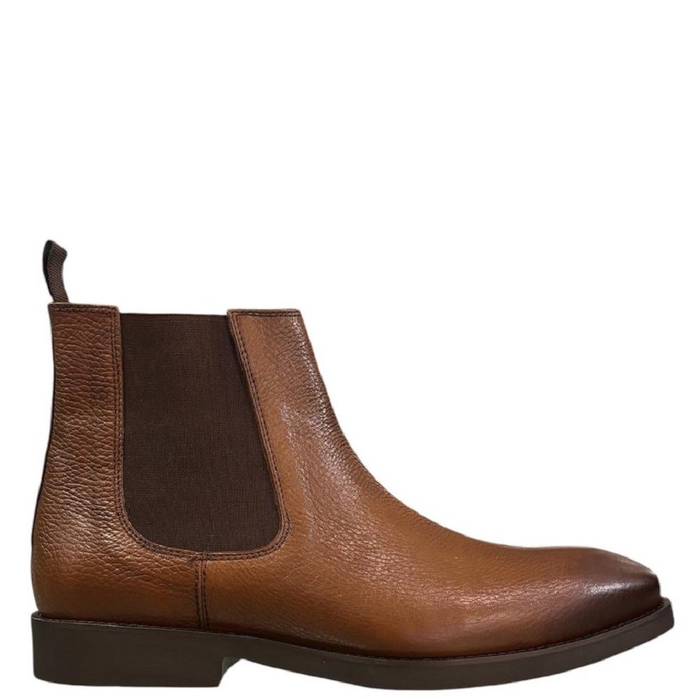 KALOGIROU</br>Ανδρικά Μποτάκια Κονιάκ Δέρμα Σταμπωτό FOX DOL Kalogirou