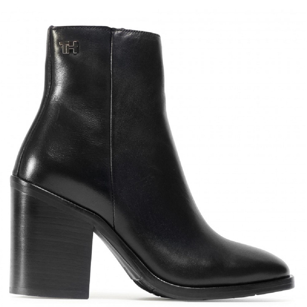TOMMY HILFIGER</br>Γυναικεία Μποτάκια Μαύρο Δέρμα FW0FW05164-BDS Tommy Hilfiger