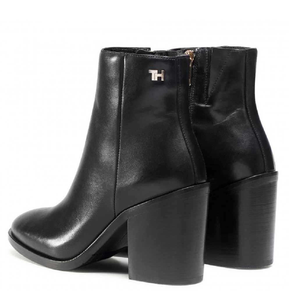 TOMMY HILFIGER</br>Γυναικεία Μποτάκια Μαύρο Δέρμα FW0FW05164-BDS Tommy Hilfiger