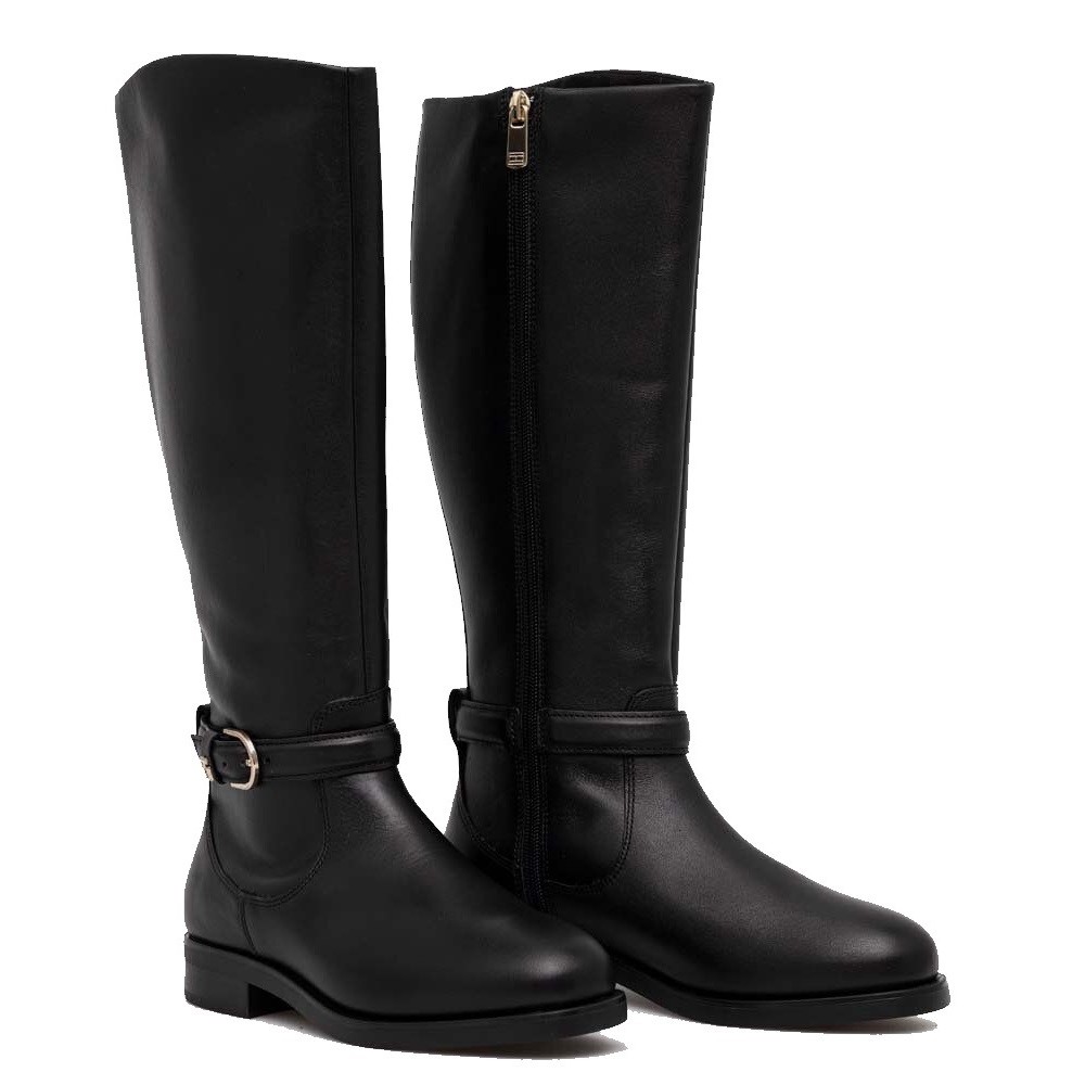 TOMMY HILFIGER</br>Γυναικεία Μπότα Μαύρο Δέρμα FW0FW07484-BDS Tommy Hilfiger